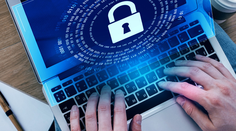 Laptop with lock on it to prevent a privacy breach