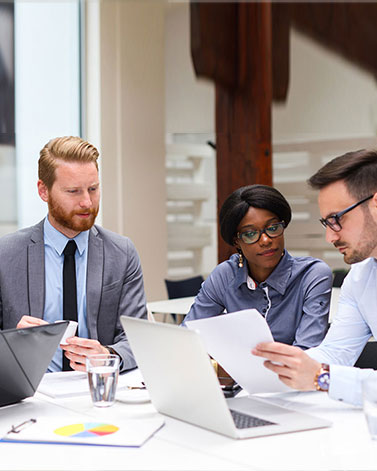 Group of people working together in an office