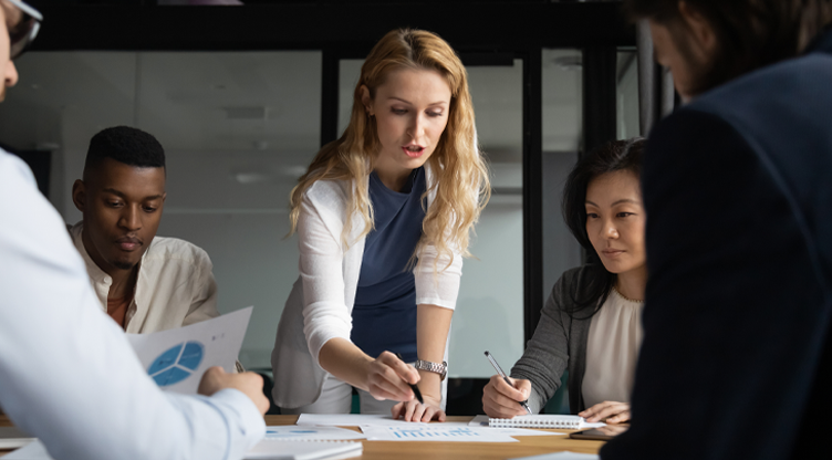 women leading a team disucssion